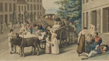 Versorgung französischer Verwundeter in Wien nach der Schlacht von Aspern-Essling im Jahr 1809