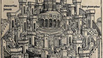 Historische Darstellung der Stadt Jerusalem, aus der Schedelschen Weltchronik von 1493