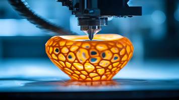 3D-Drucker druckt ein Gefäß mit Waben