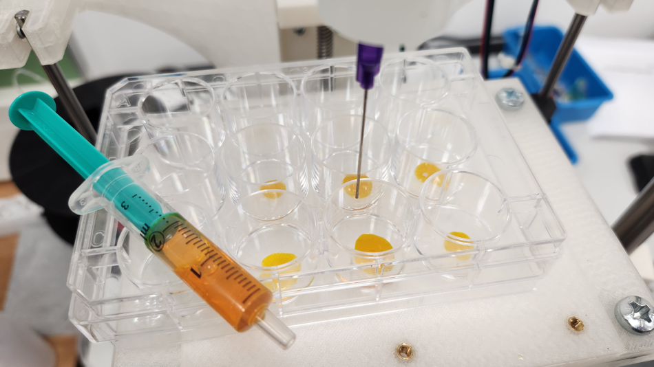 Der Eigenbau-Biodrucker bei  der Arbeit