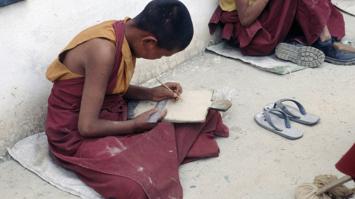 Ikonometrische Studien eines Mönchs im Kloster Tabo, Indien