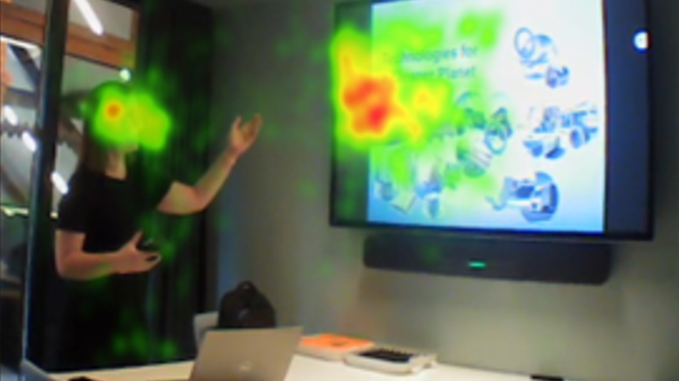 Brillenbasiertes Eye Tracking bei einer Präsentation mit Darstellung der Heatmaps