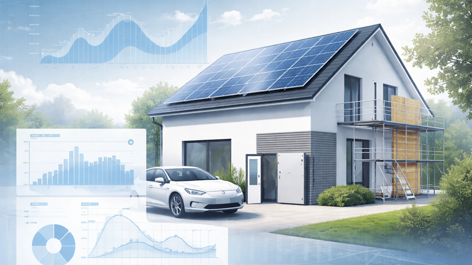 stilisiertes Bild von Energienutzung im privaten Bereich