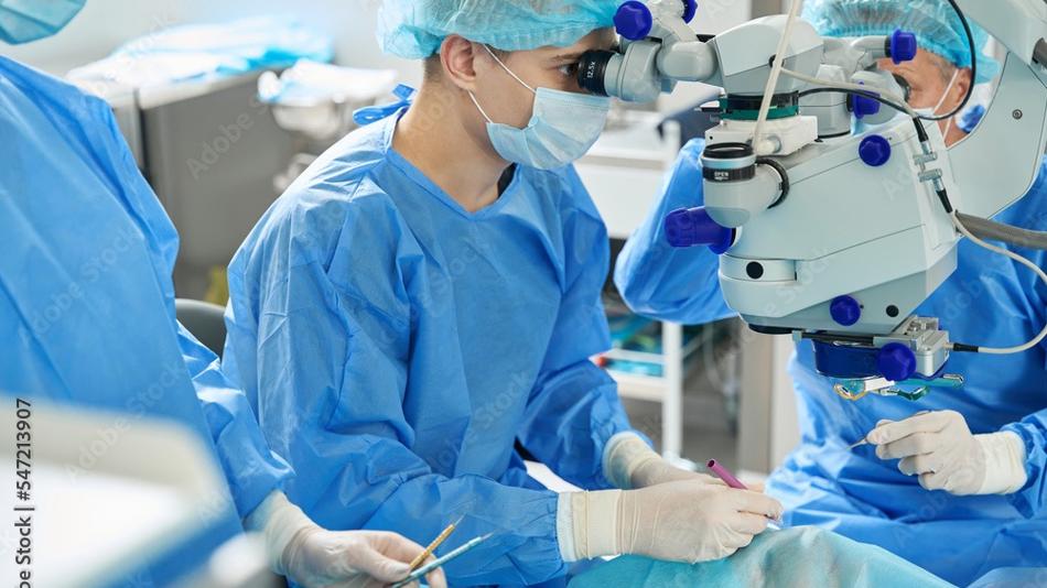 Portrait of medical worker on eye microsurgery in the hospital