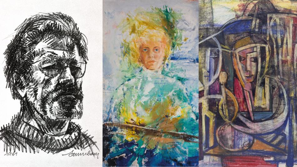 Drei Selbstbildnisse nebeneinander