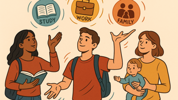 Vereinbarkeit Studium Familie -Work life balance, work and family