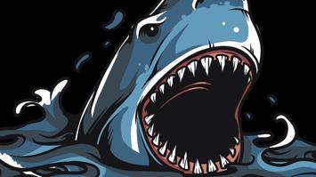 Illustration Hai mit aufgerissenem Mund