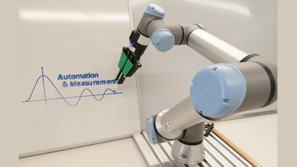 Das dargestellte Robotersystem wird am Lehrstuhl für Forschungsarbeiten im Bereich Automation und Regelungstechnik eingesetzt