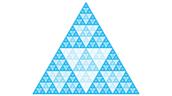 Fraktales symmetrisches Dreiecksmuster in Blauschattierungen