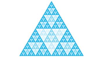 Fraktales symmetrisches Dreiecksmuster in Blauschattierungen