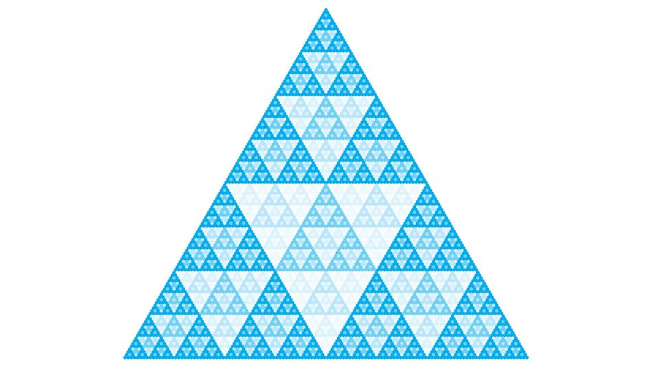 Fraktales symmetrisches Dreiecksmuster in Blauschattierungen
