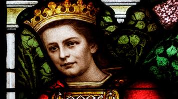 Linz Mariendom, Kaiserfenster, hl. Elisabeth, ausgeführt von der Tiroler Glasmalereianstalt, Innsbruck, 1911-1914