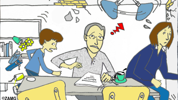 Grafik: Panik bei Erdbeben in einem Raum