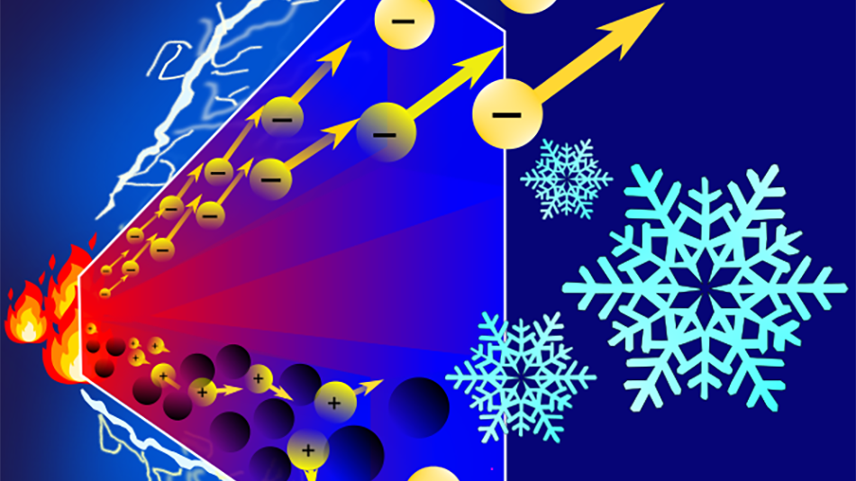 Elektronen wandern vom warmen zum kalten Pol