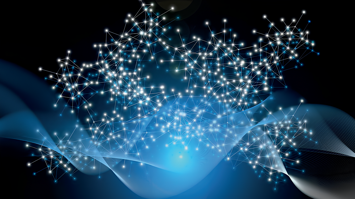 Abstraktes Bild mit einem Netzwerk aus Lichterketten und Lichtwellen