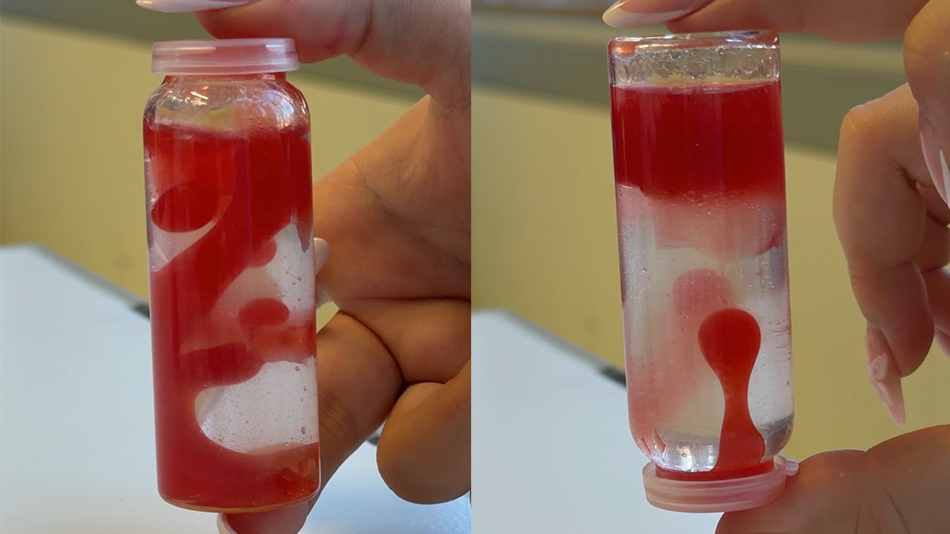 Reagenzglas mit Wasser‑Öl‑Lavalampe