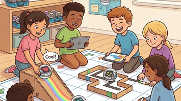 Kinder beim Spielen mit Sphero Bolts