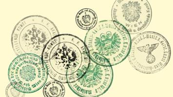 historische Stempel der Universtitätsbibliothek der mdw