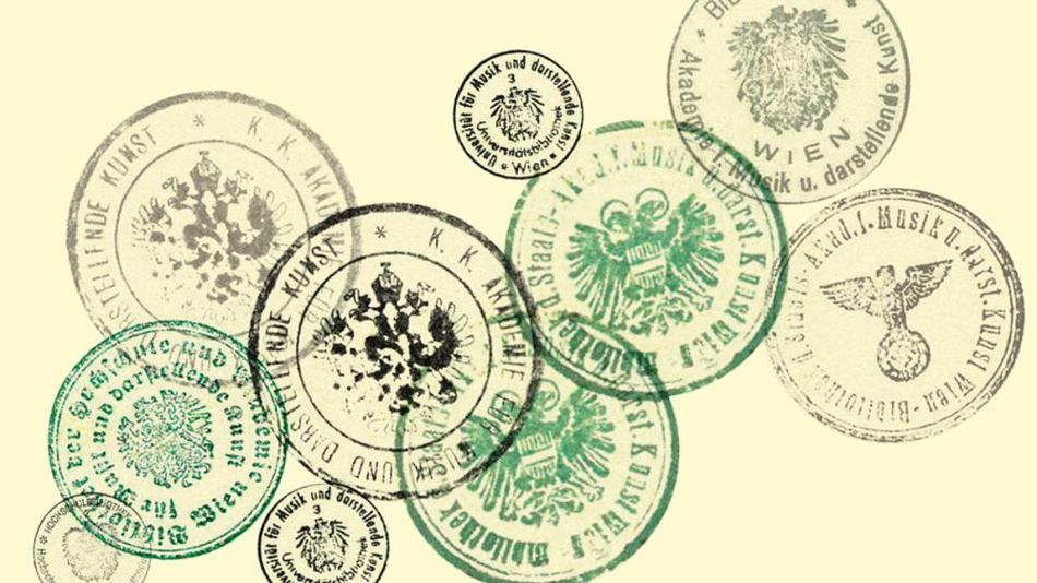 historische Stempel der Universtitätsbibliothek der mdw