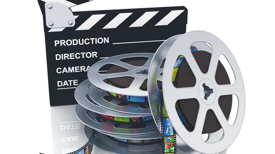 Illustration von Filmändern und Filmklappe
