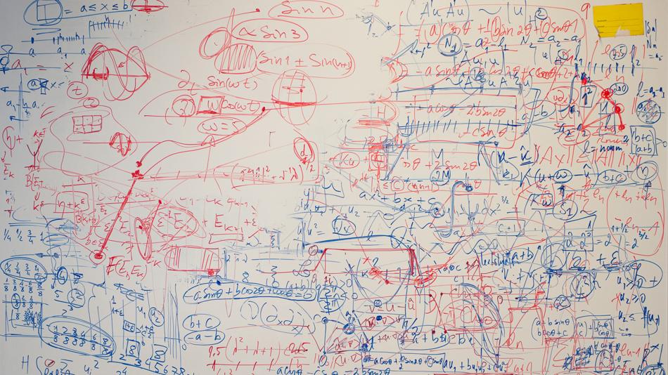 Whiteboard mit Formeln